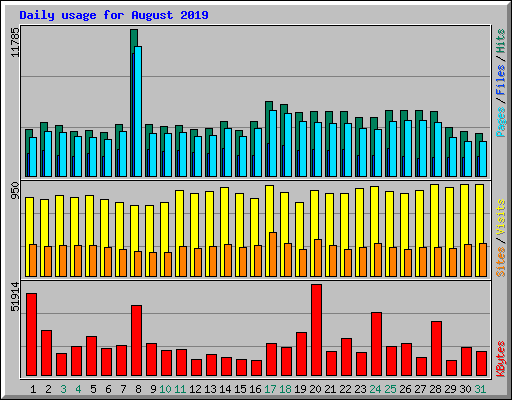 Daily usage for August 2019
