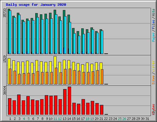 Daily usage for January 2020