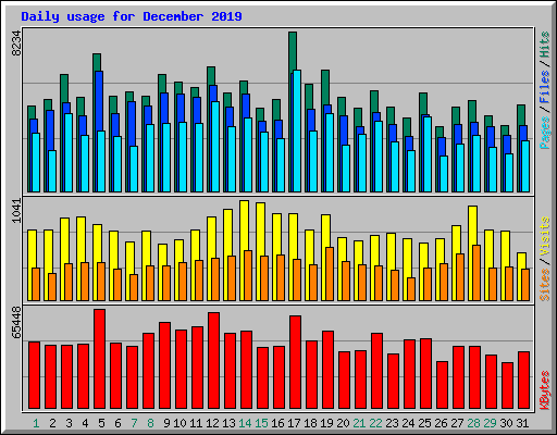 Daily usage for December 2019