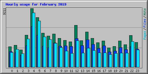 Hourly usage for February 2019