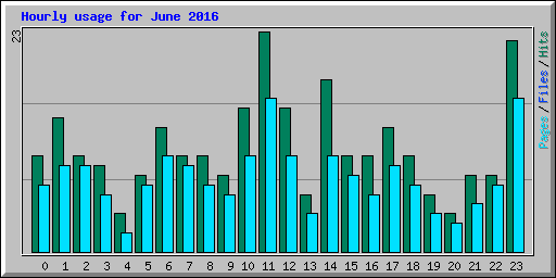 Hourly usage for June 2016
