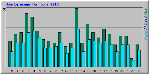 Hourly usage for June 2016