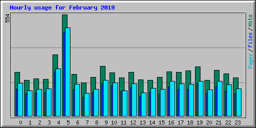 Hourly usage for February 2019