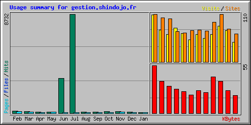 Usage summary for gestion.shindojo.fr