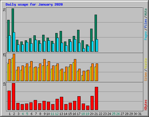 Daily usage for January 2020