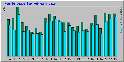 Hourly usage for February 2019