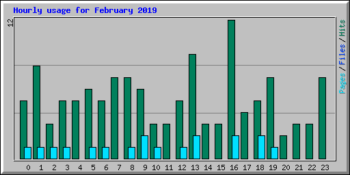 Hourly usage for February 2019