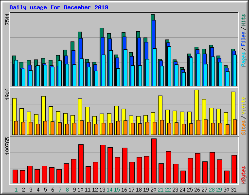 Daily usage for December 2019