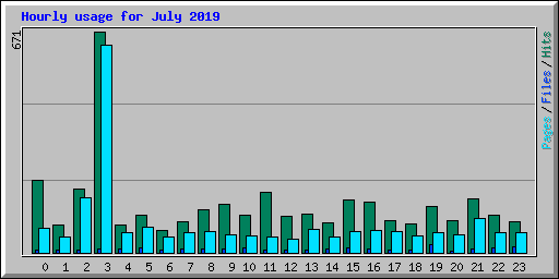 Hourly usage for July 2019