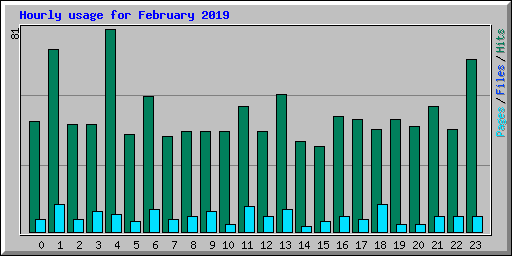 Hourly usage for February 2019